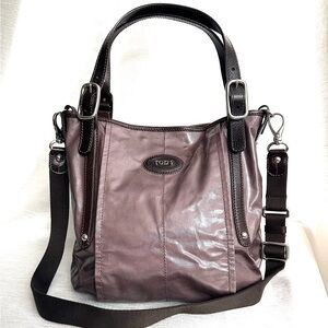 Tod's Metallic Purple Tote Bag